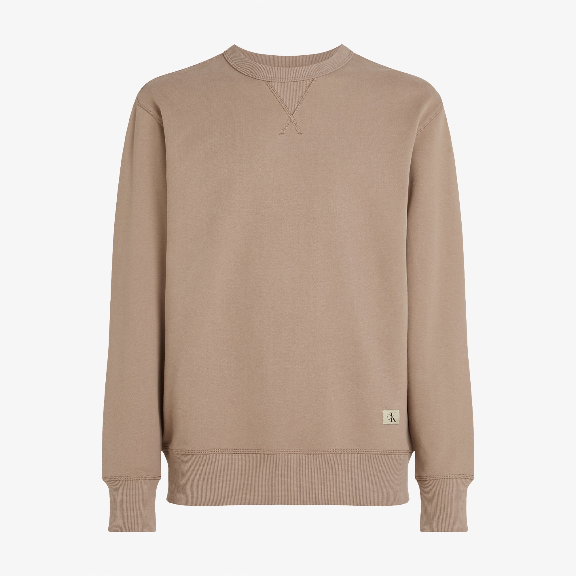 Calvin Klein Woven Label Crew Ne Erkek Gri Sweatshirt
