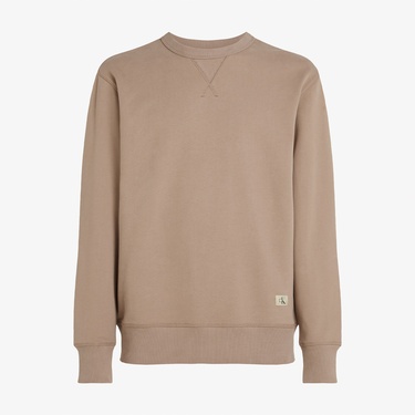  Calvin Klein Woven Label Crew Ne Erkek Gri Sweatshirt