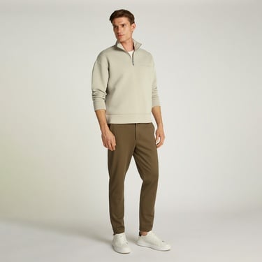  Calvin Klein Spacer Embossed Logo Q-Zip Erkek Bej Sweatshirt