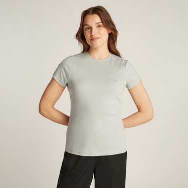  Calvin Klein Liquid Touch C-Nk Top Kadın Gri T-Shirt