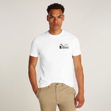  Calvin Klein Logo Graphic Erkek Beyaz T-Shirt