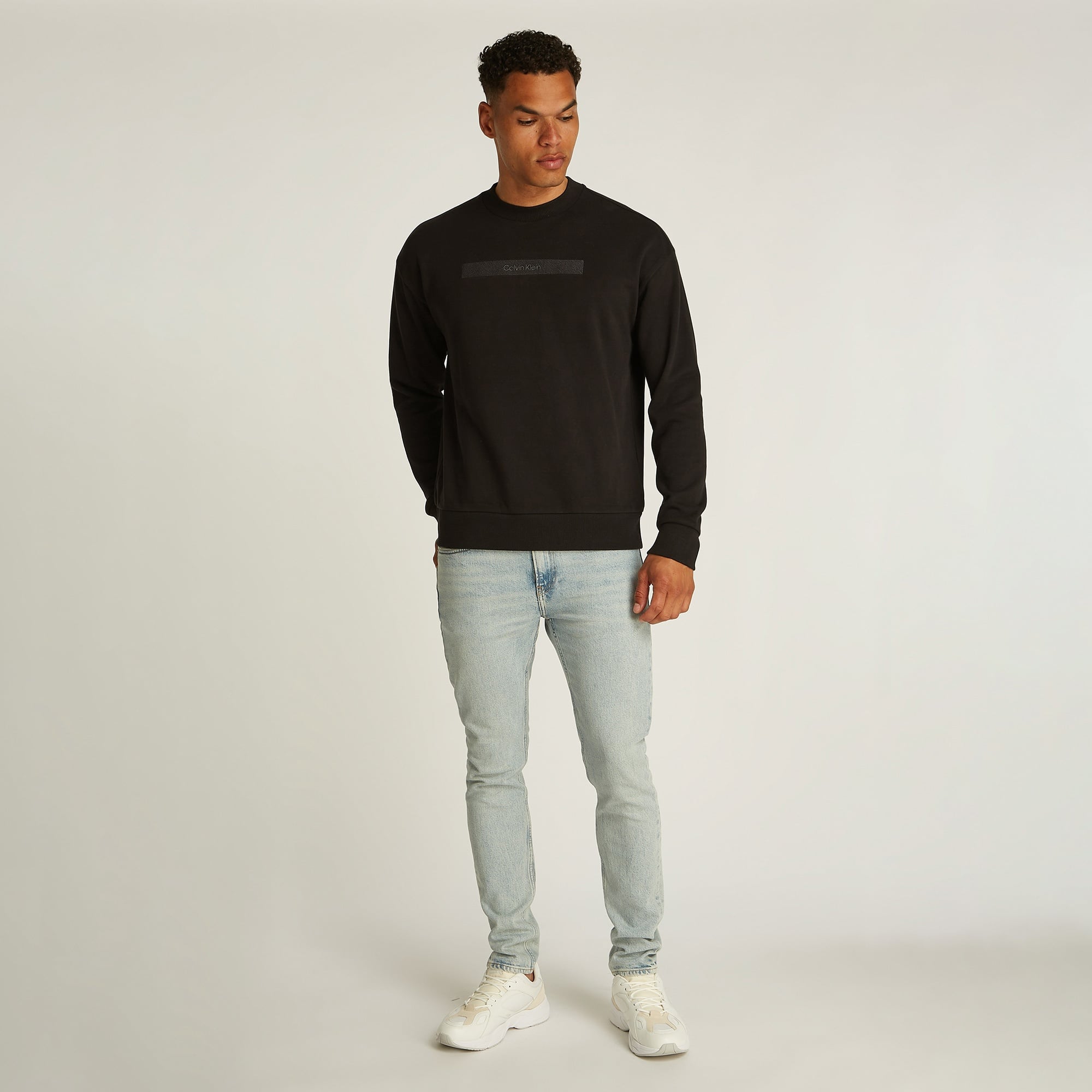 Calvin Klein Structured Embroidery Erkek Siyah Sweatshirt
