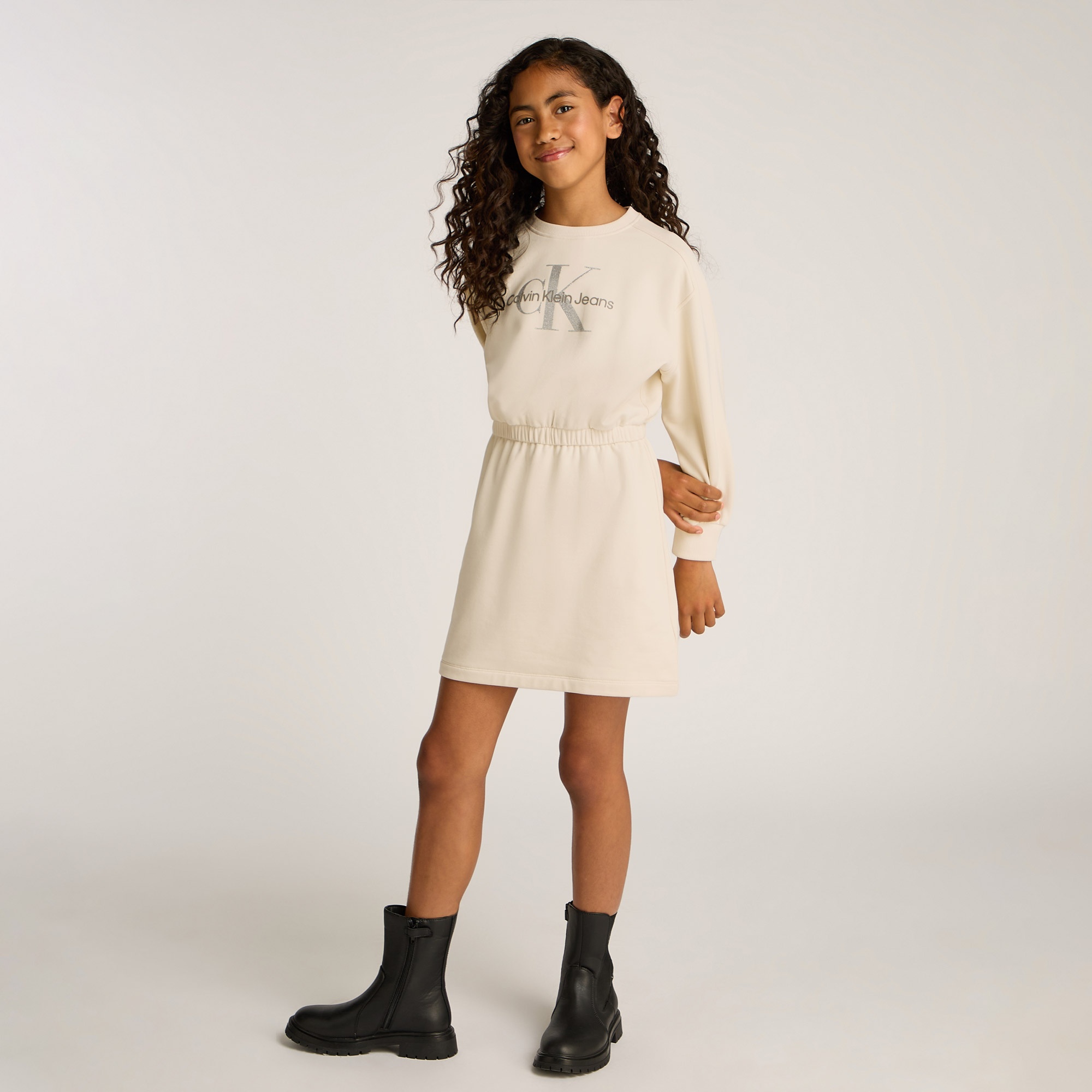 Calvin Klein Glitter Monologo Çocuk Bej Elbise