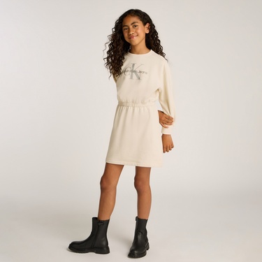  Calvin Klein Glitter Monologo Çocuk Bej Elbise