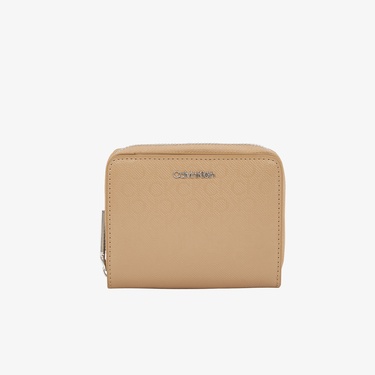  Calvin Klein Must Medium Zip Around Mono Kadın Bej Cüzdan