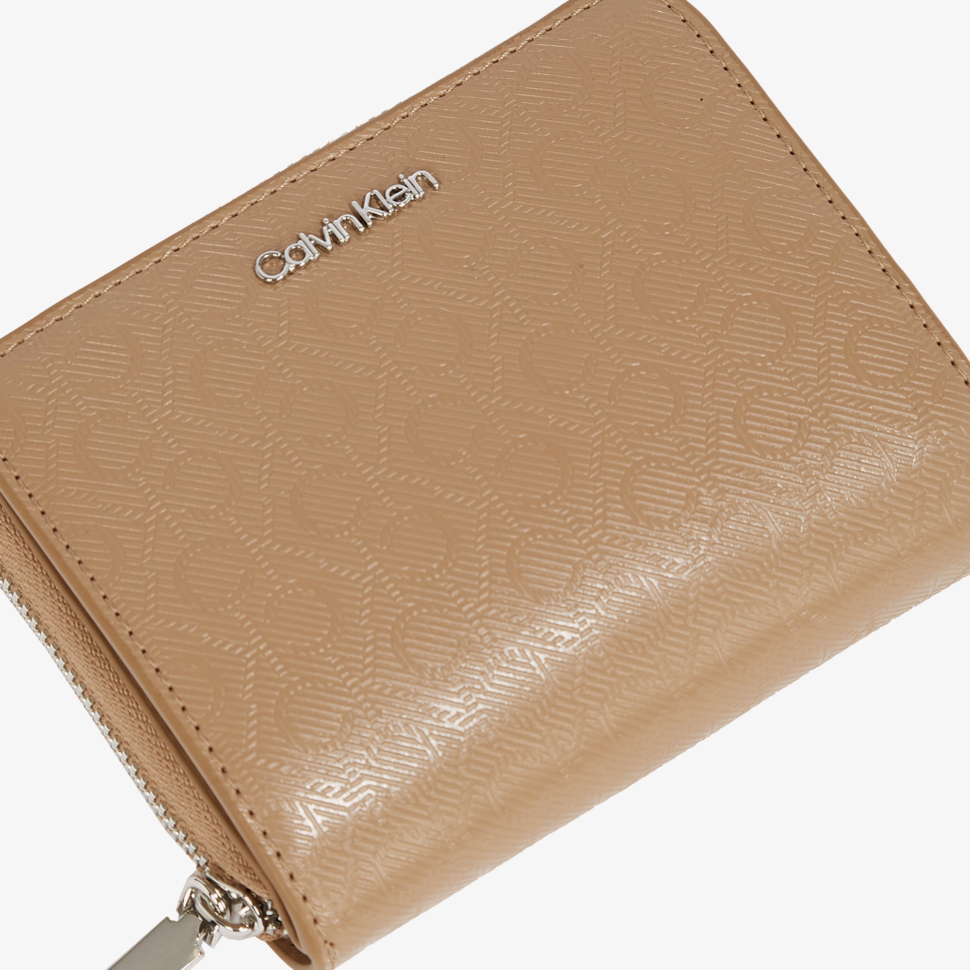 Calvin Klein Must Medium Zip Around Mono Kadın Bej Cüzdan