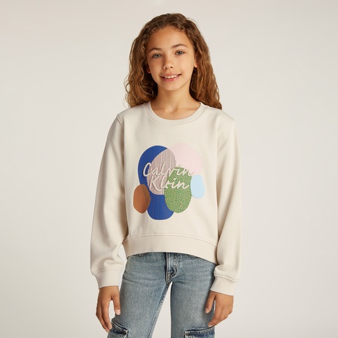  Calvin Klein Graphic Çocuk Bej Sweatshirt