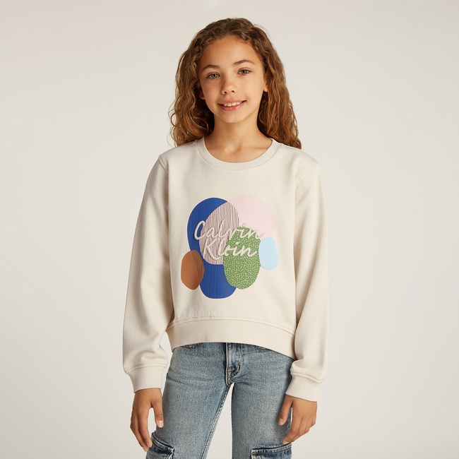  Calvin Klein Graphic Çocuk Bej Sweatshirt