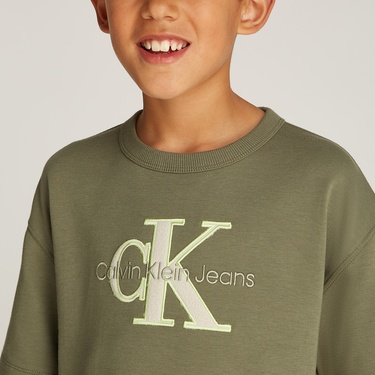  Calvin Klein Outlined Fleece Mono Çocuk Yeşil T-Shirt