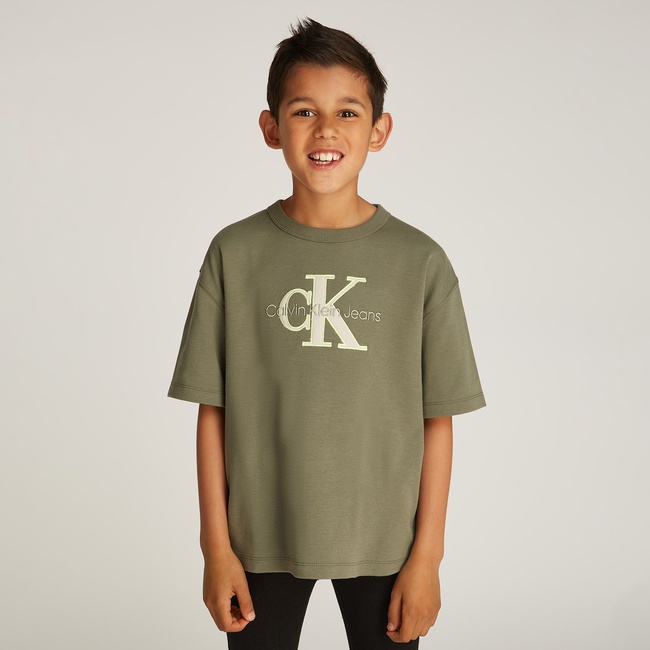  Calvin Klein Outlined Fleece Mono Çocuk Yeşil T-Shirt