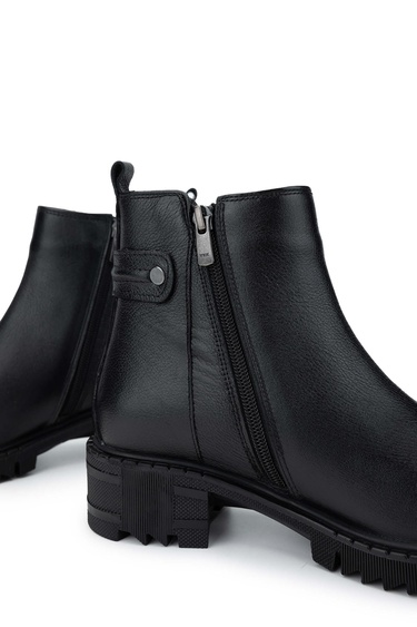  Tamer Tanca Kadın Hakiki Deri Siyah Floter Casual Bot
