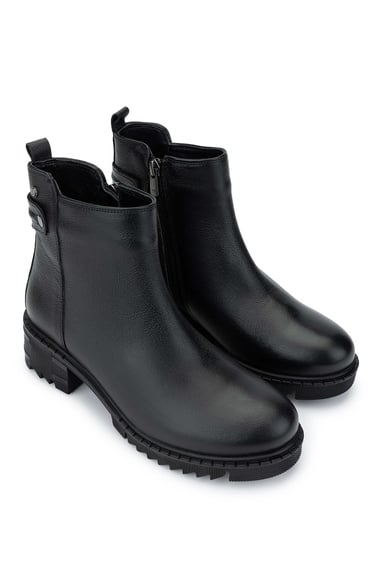  Tamer Tanca Kadın Hakiki Deri Siyah Floter Casual Bot