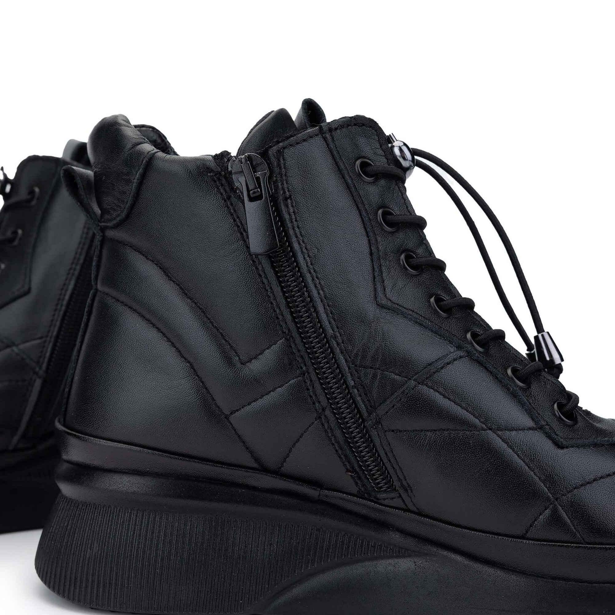 Tamer Tanca Kadın Hakiki Deri Siyah Deri Casual Bot