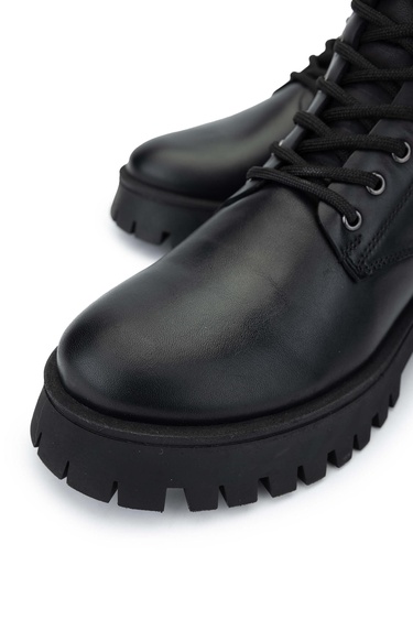  Tamer Tanca Kadın Hakiki Deri Siyah Deri Casual Bot