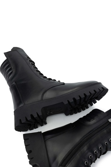  Tamer Tanca Kadın Hakiki Deri Siyah Deri Casual Bot