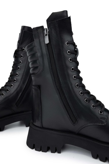  Tamer Tanca Kadın Hakiki Deri Siyah Deri Casual Bot