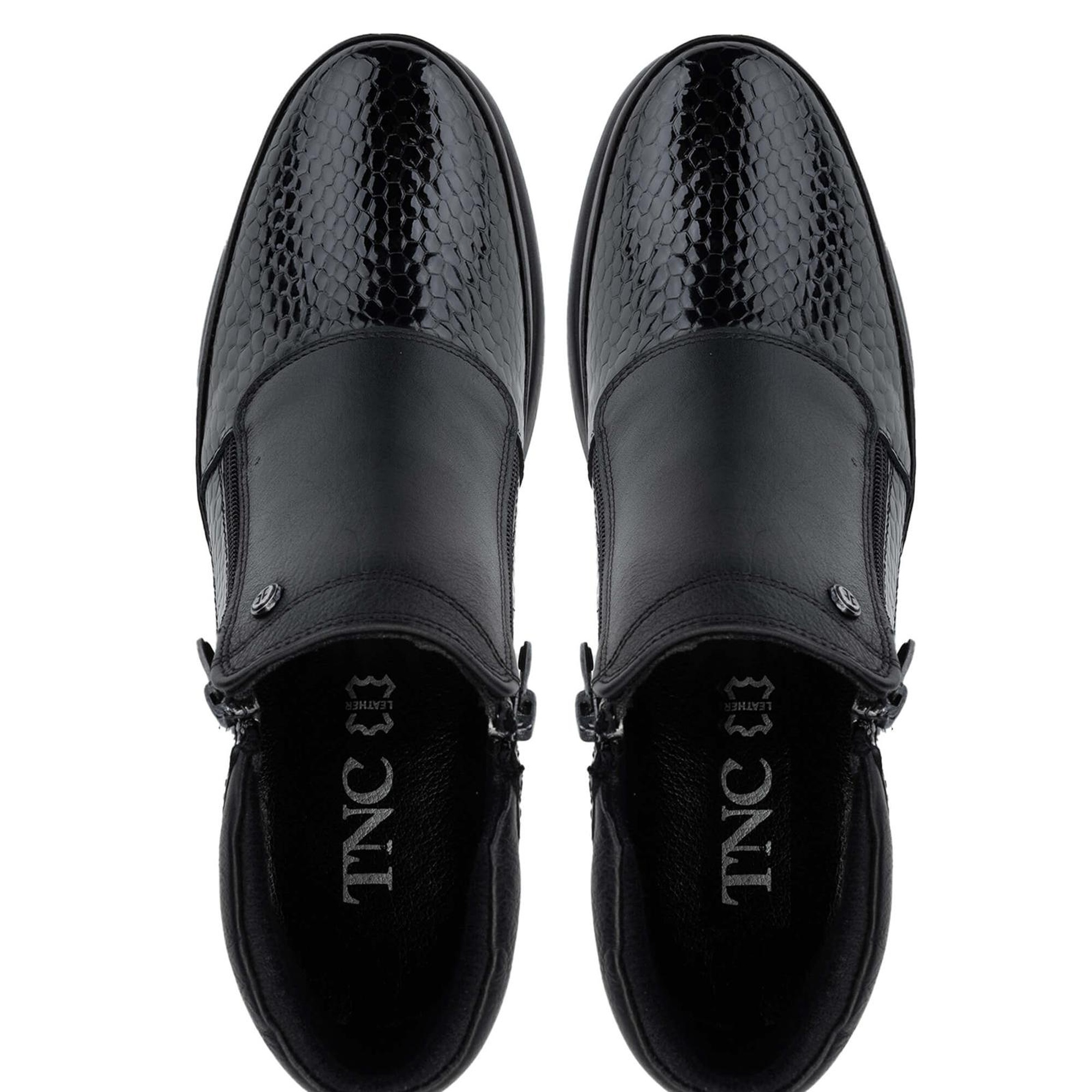 Tamer Tanca Kadın Hakiki Deri Siyah Kroko Casual Bot