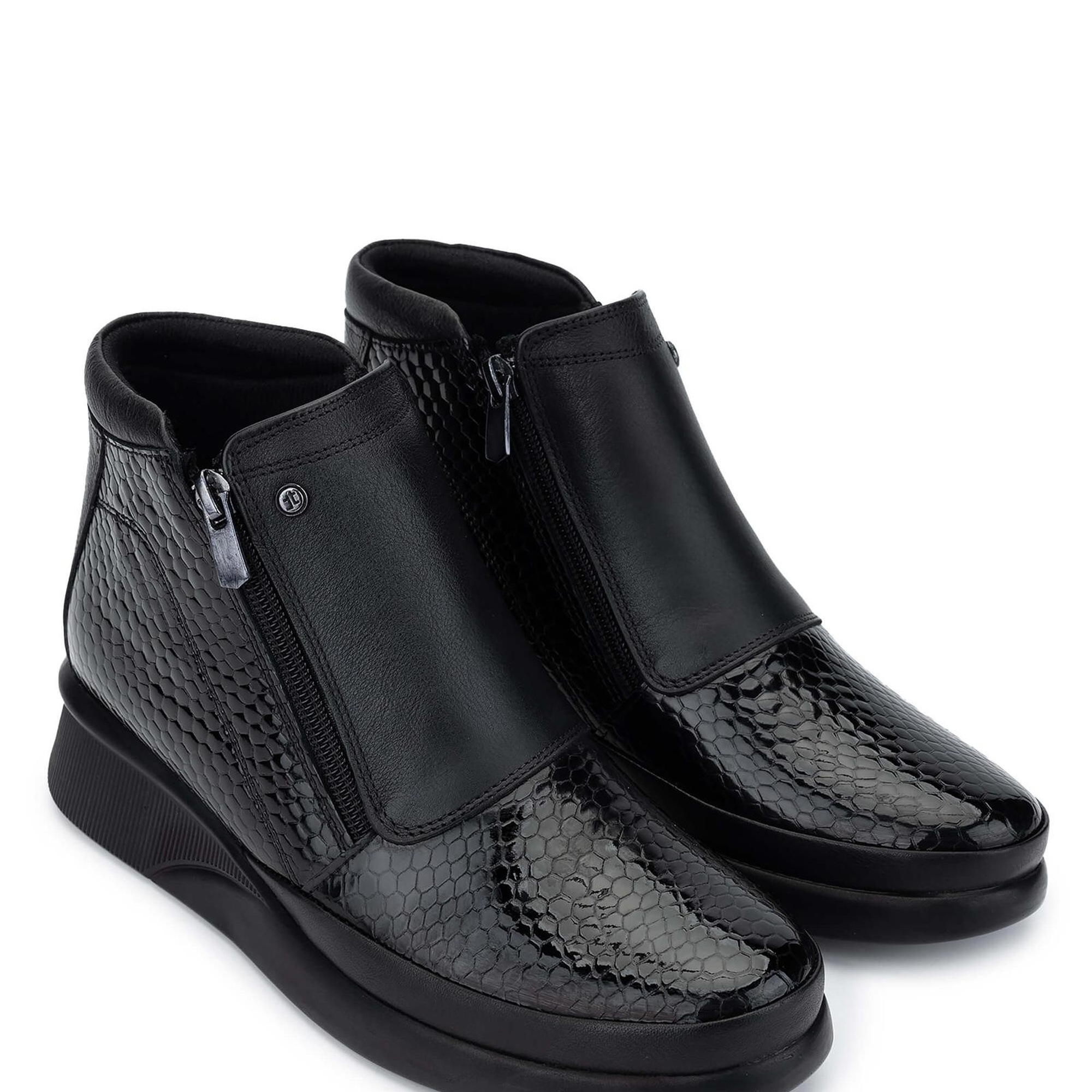 Tamer Tanca Kadın Hakiki Deri Siyah Kroko Casual Bot