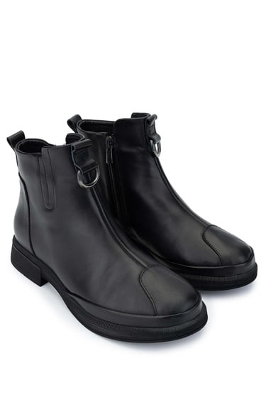  Tamer Tanca Kadın Hakiki Deri Siyah Deri Casual Bot