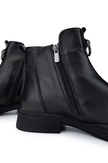  Tamer Tanca Kadın Hakiki Deri Siyah Deri Casual Bot