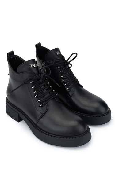  Tamer Tanca Kadın Hakiki Deri Siyah Deri Casual Bot