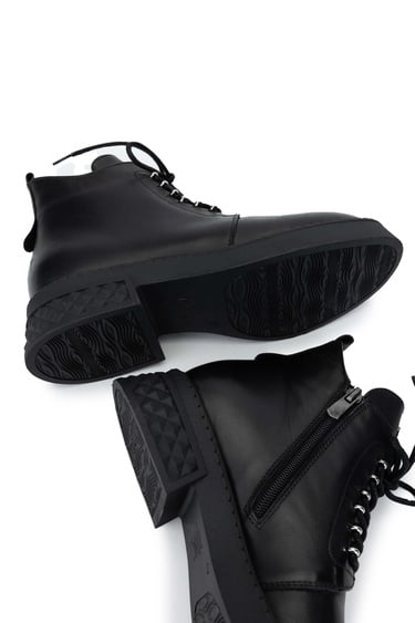  Tamer Tanca Kadın Hakiki Deri Siyah Deri Casual Bot