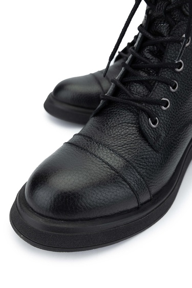  Tamer Tanca Kadın Hakiki Deri Siyah Floter Casual Bot