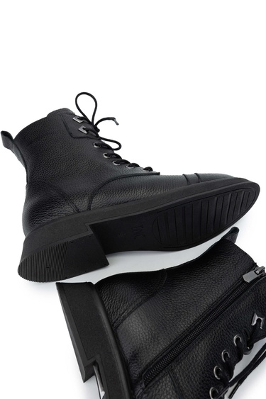  Tamer Tanca Kadın Hakiki Deri Siyah Floter Casual Bot