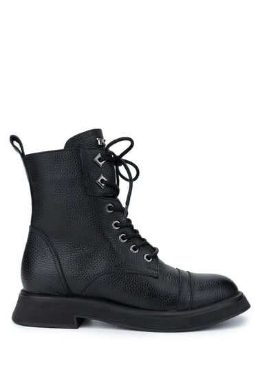  Tamer Tanca Kadın Hakiki Deri Siyah Floter Casual Bot