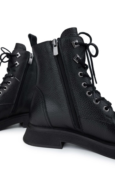  Tamer Tanca Kadın Hakiki Deri Siyah Floter Casual Bot