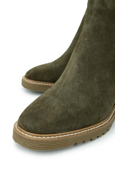  Tamer Tanca Kadın Hakiki Deri Haki Süet Casual Bot