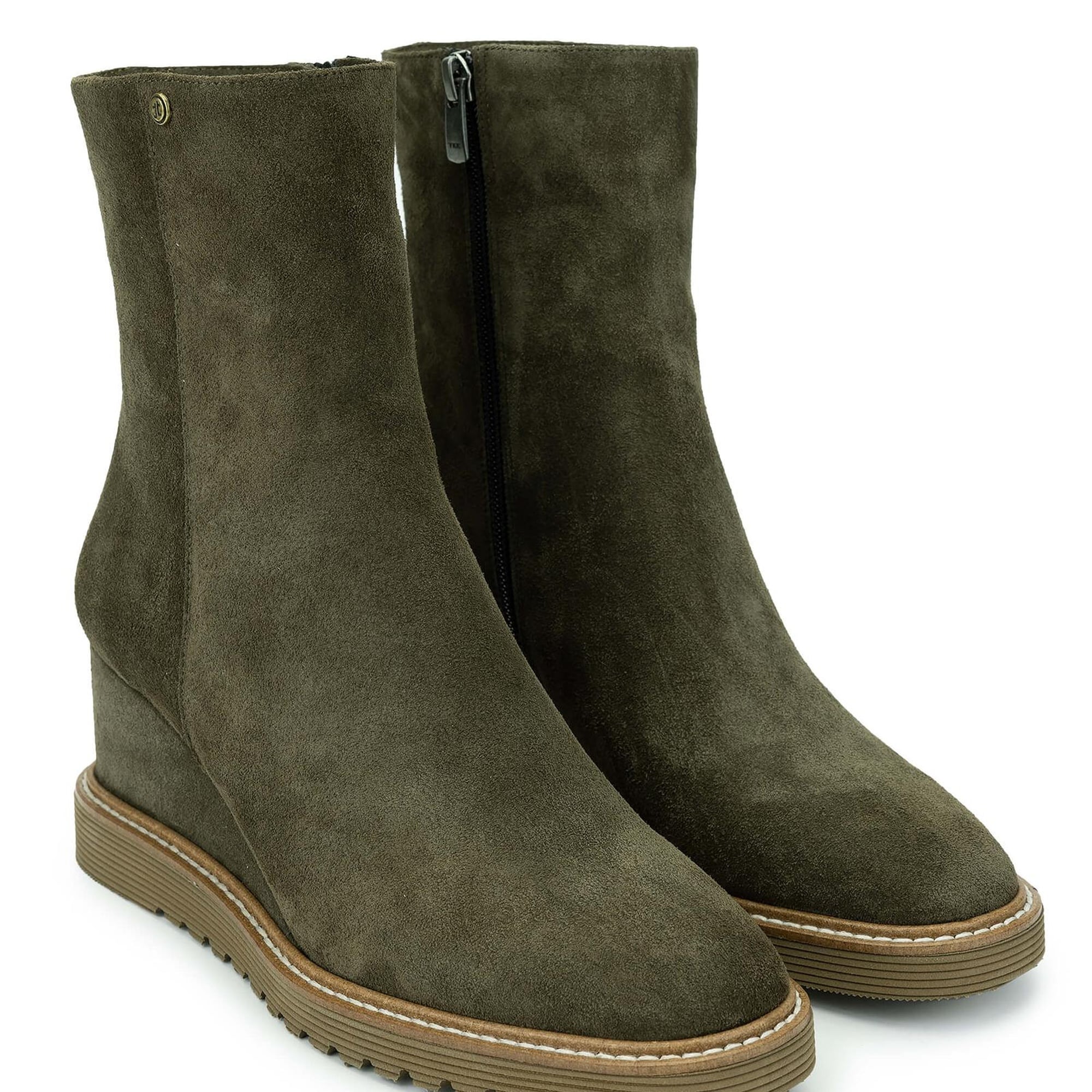 Tamer Tanca Kadın Hakiki Deri Haki Süet Casual Bot