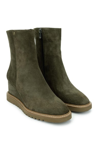  Tamer Tanca Kadın Hakiki Deri Haki Süet Casual Bot