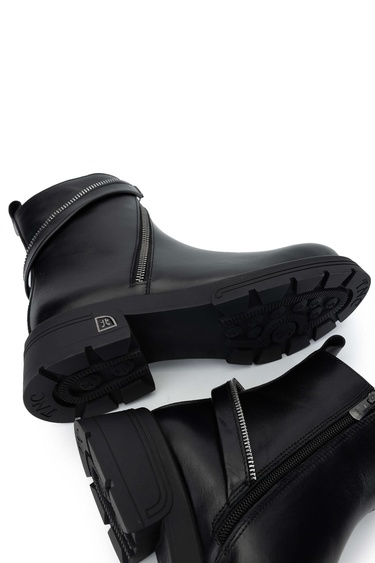  Tamer Tanca Kadın Hakiki Deri Siyah Deri Casual Bot