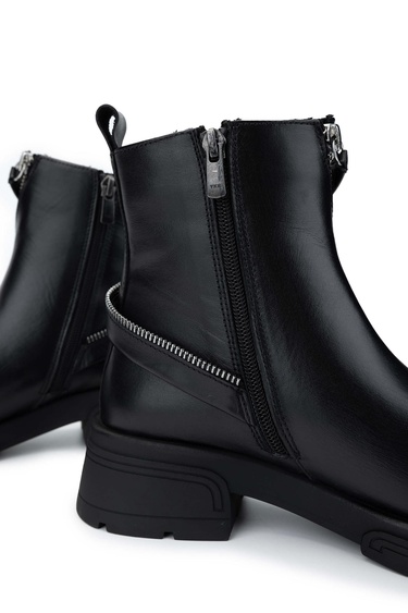  Tamer Tanca Kadın Hakiki Deri Siyah Deri Casual Bot