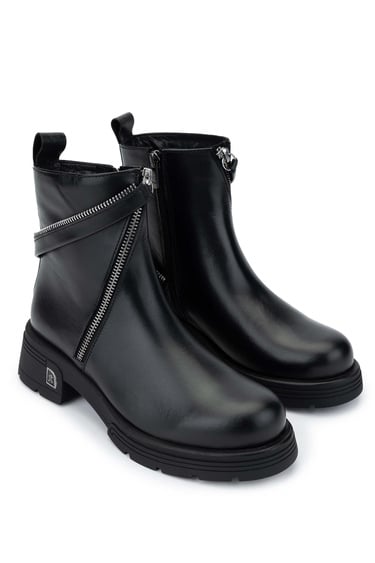  Tamer Tanca Kadın Hakiki Deri Siyah Deri Casual Bot