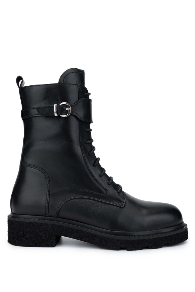  Tamer Tanca Kadın Hakiki Deri Siyah Deri Casual Bot