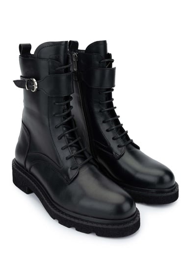  Tamer Tanca Kadın Hakiki Deri Siyah Deri Casual Bot