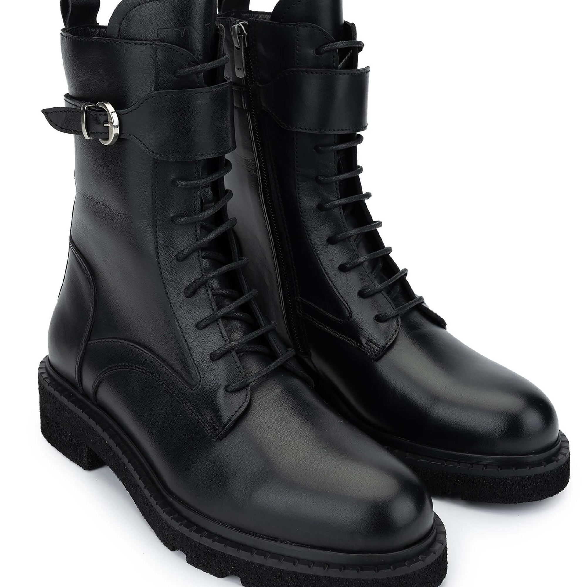 Tamer Tanca Kadın Hakiki Deri Siyah Deri Casual Bot