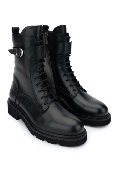  Tamer Tanca Kadın Hakiki Deri Siyah Deri Casual Bot