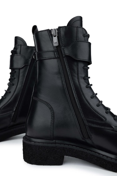  Tamer Tanca Kadın Hakiki Deri Siyah Deri Casual Bot