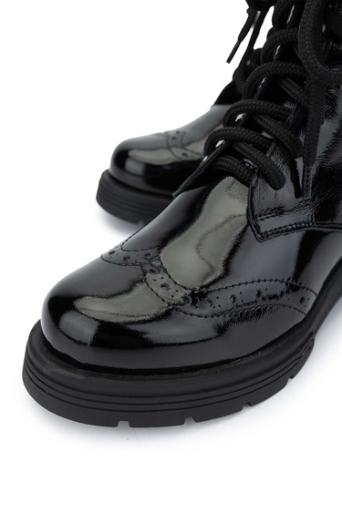  Tamer Tanca Kadın Hakiki Deri Siyah Rugan Casual Bot