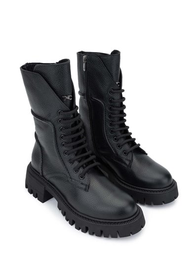  Tamer Tanca Kadın Hakiki Deri Siyah Floter Casual Bot