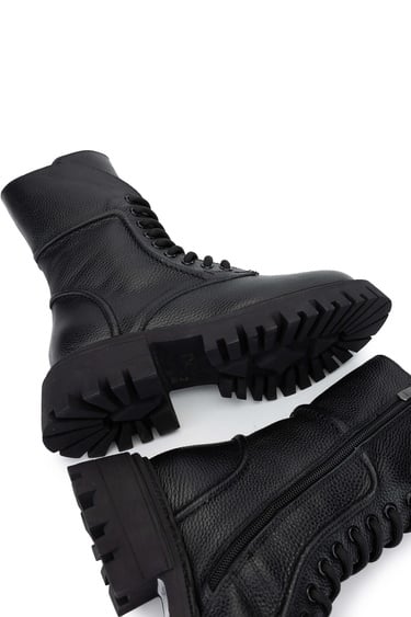  Tamer Tanca Kadın Hakiki Deri Siyah Floter Casual Bot