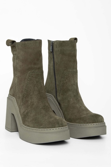  Tamer Tanca Kadın Hakiki Deri Haki Süet Casual Bot