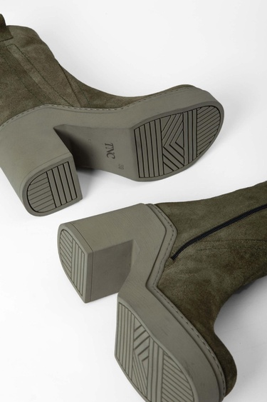  Tamer Tanca Kadın Hakiki Deri Haki Süet Casual Bot