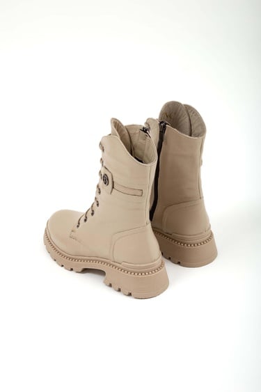  Tamer Tanca Kadın Hakiki Deri Krem Casual Bot