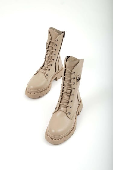  Tamer Tanca Kadın Hakiki Deri Krem Casual Bot