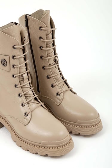  Tamer Tanca Kadın Hakiki Deri Krem Casual Bot