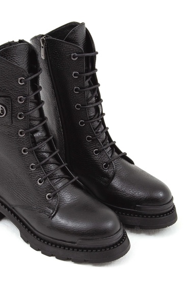  Tamer Tanca Kadın Hakiki Deri Siyah Floter Casual Bot